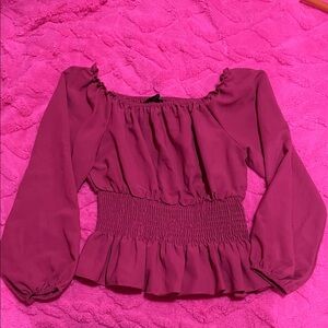 SHEIN- Smocked Blouse - Dusty Pink